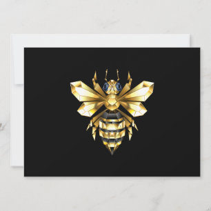 Cartão Logotipo Faux Gold Foil Polygonal da Abelha em Pre