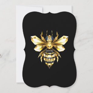 Cartão Logotipo Faux Gold Foil Polygonal da Abelha em Pre