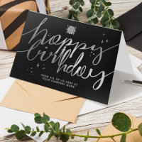 Logotipo Faux Silver Manuscrito Aniversário Preto