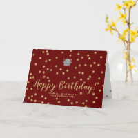 Logotipo Glitter Dourado Confetti Burgundy Feliz A