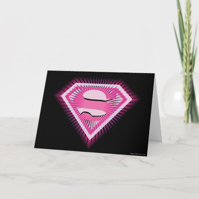Cartão Logotipo rosa da Supergirl (Frente)