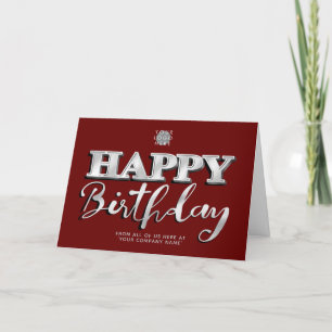 Cartão Logotipo Silver Lettering Burgundy Business Aniver