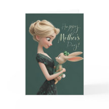 Loira de Verde com o Bebê Bun Bun Dia das Mães