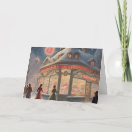 Cartão Loja de doces numa noite de Inverno de Natal