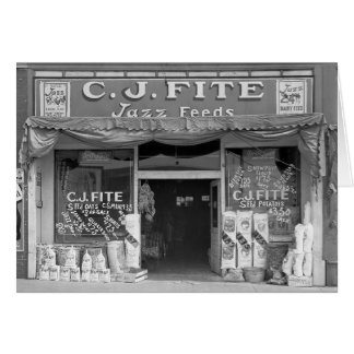 Cartão Loja de Rações da Cidade Pequena, 1936
