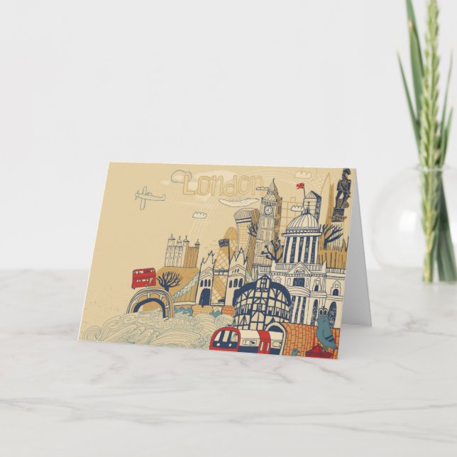 Cartão London Doodle Scene (Frente)