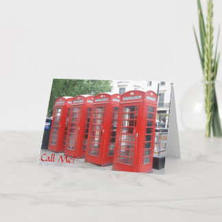 Cartão London Phone Booth greeting card with "Call Me"