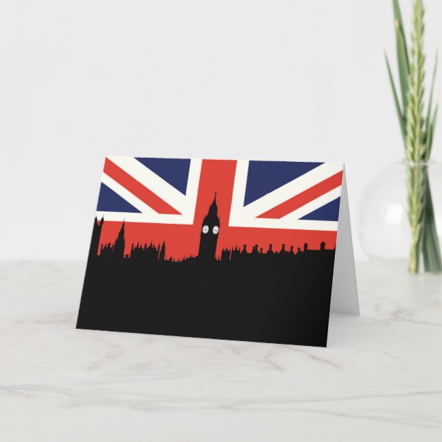 Cartão London Skyline | The British Flag (Frente)
