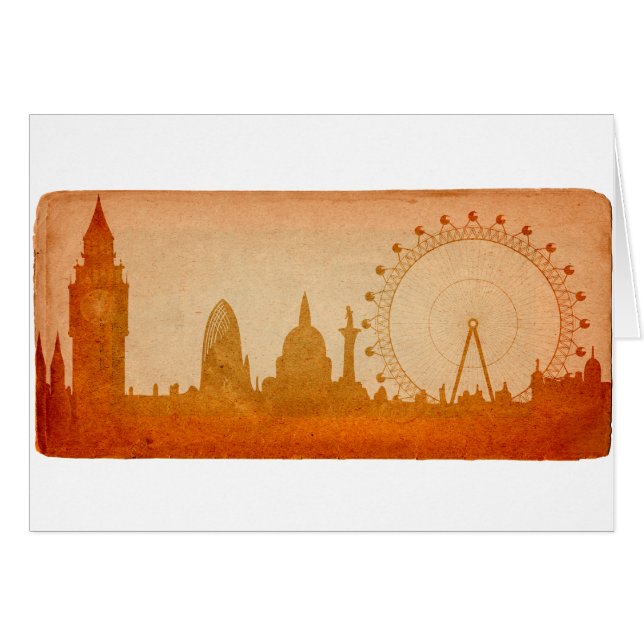 Cartão London Skyline Vintage (Frente Horizontal)