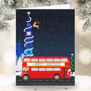 Cartão Londres Big Ben com ônibus de dois andares no Nata