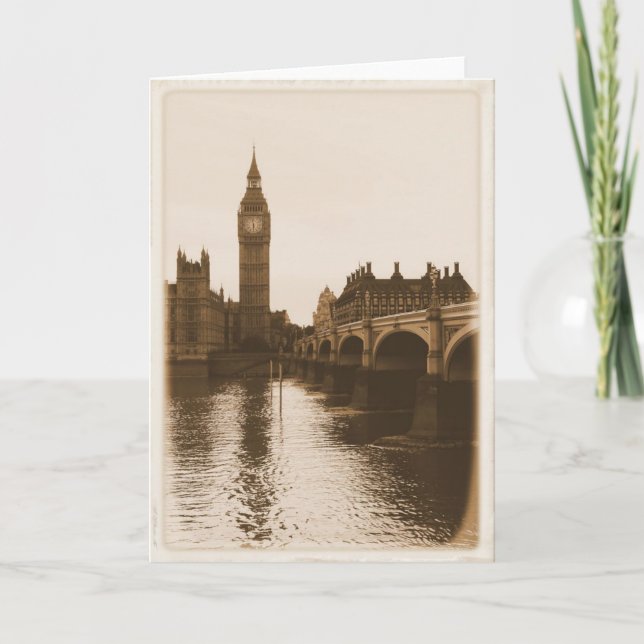 Cartão Londres - Big Ben - Thames Greeting Card (Frente)