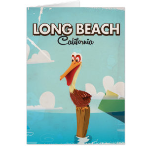 Cartão Long Beach California Vintage Pelican viagem