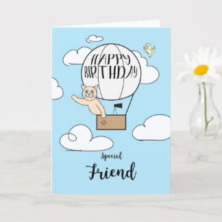Cartão Long Distance Friend Birthday Hot Air Balloon     