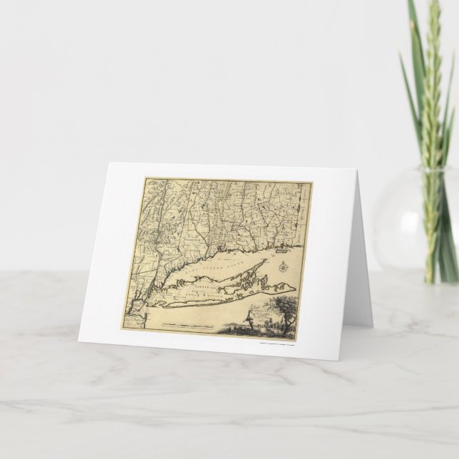 Cartão Long Island and Connecticut Map 1780 (Frente)