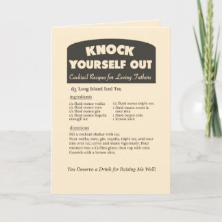 Cartão Long Island Iced Tea Cocktail // Father's Day Card