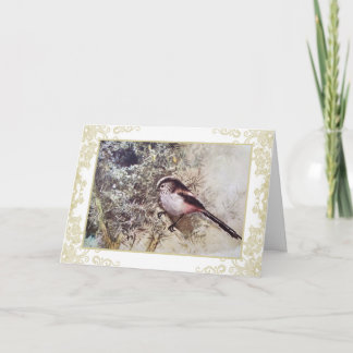 Cartão Long-tailed tit vintage birthday card