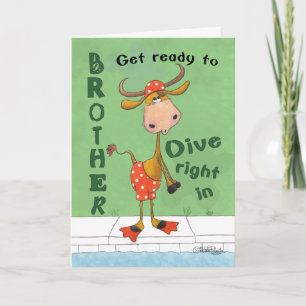 Cartão Longhorn Cow Diver Birthday for Brother