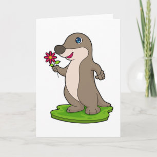 Cartão Lontra com Flor