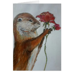 Cartão Lontra da ilustração que guardara uma única ros