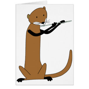 Cartão Lontra que joga a flauta