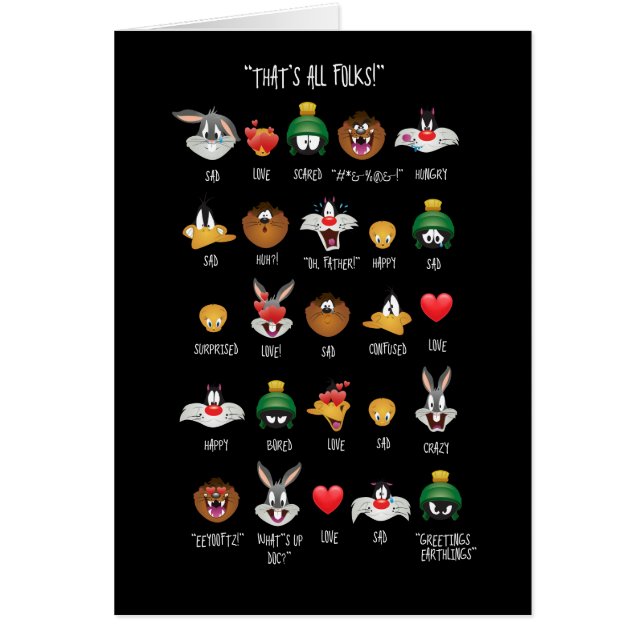 Cartão LOONEY TUNES™ Emoji Chart (Frente)