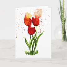 Loose Watercolor Tulips ~ Blank Inside