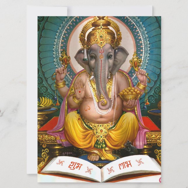 Cartão Lord Ganesha Indian Hindu Yoga Spiritual (Frente)
