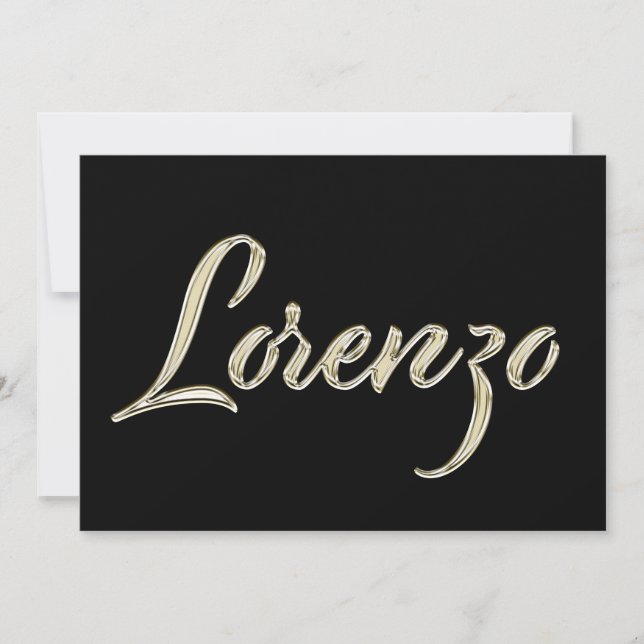 Cartão Lorenzo Name white gold Handwriting Karte (Frente)