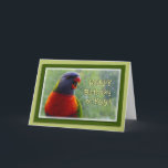 Cartão Lorry Sings Happy Birthday<br><div class="desc">PICTURE: One of our colourful visitors, a rainbow lorikeet. INSIDE: The card is blank inside for you to customise.</div>