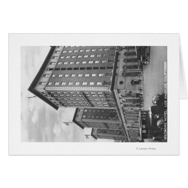 Cartão Los Angeles, CA View do Hotel Biltmore (Frente Horizontal)