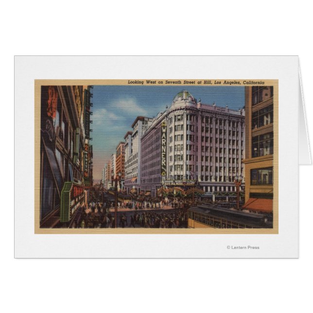 Cartão Los Angeles, CAView of Warner Bros. em 7 Rua. (Frente Horizontal)