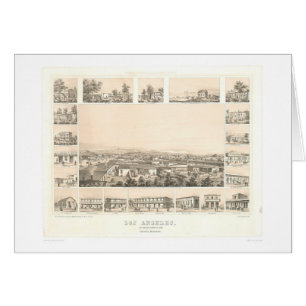 Cartão Los Angeles, mapa panorâmico 1857 do CA (0903A)