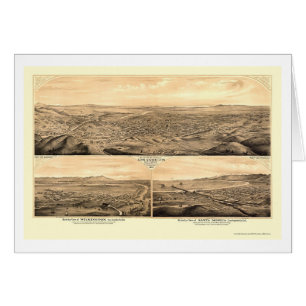 Cartão Los Angeles, mapa panorâmico de CA - 1877