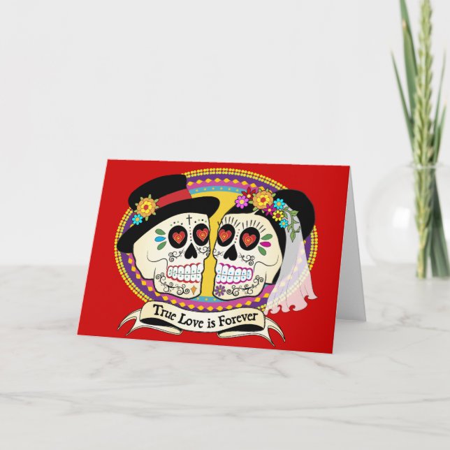 Cartão Los Novios Sugar Skull Card (English) (Frente)