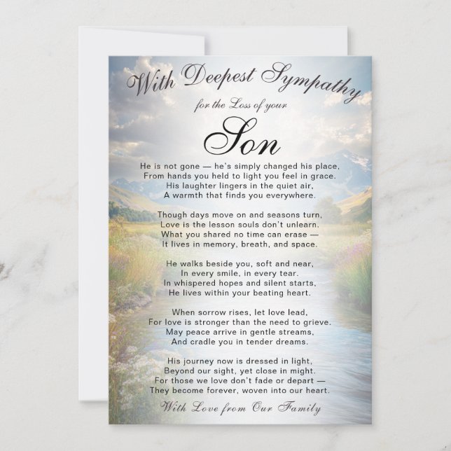 Cartão Losing a Son Memorial  (Frente)