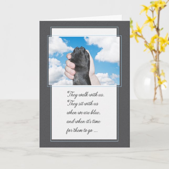 Cartão Loss of a Dog Hand Holding a Paw Pet Sympathy (Flor Amarela)