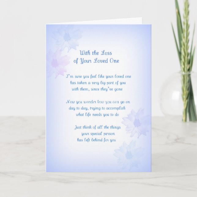 Cartão Loss of Loved One Original Poetry Greeting Card (Frente)