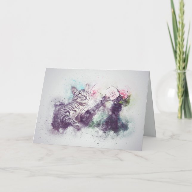 Cartão Loss of Pet Cat (Tabby) Custom Sympathy (Frente)