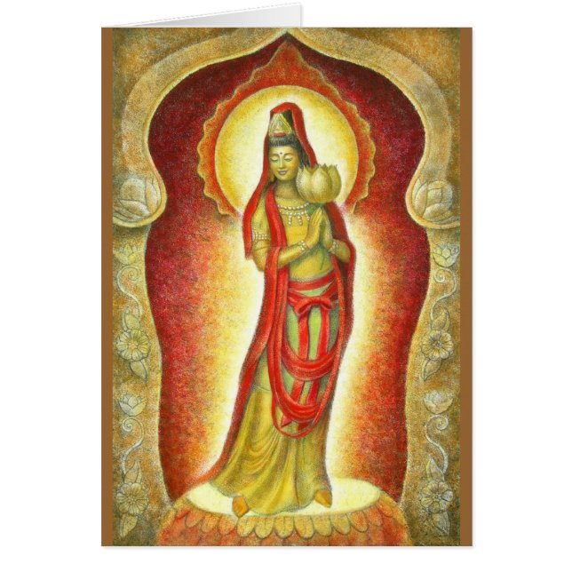 Cartão Lotus de Kuan Yin da deusa (Frente)