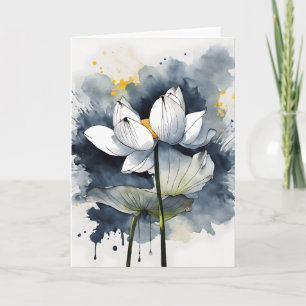 Cartão Lótus - Flores aquarela