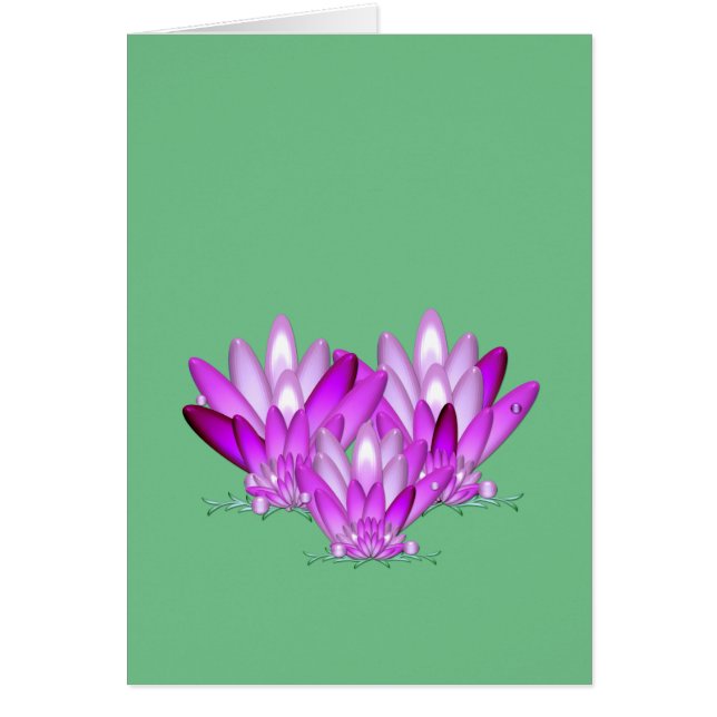 Cartão Lotus floresce rosa sobre fundo verde marinho (Frente)
