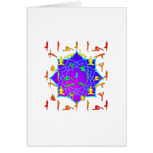 Cartão Lotus Flower Com Yoga Poses