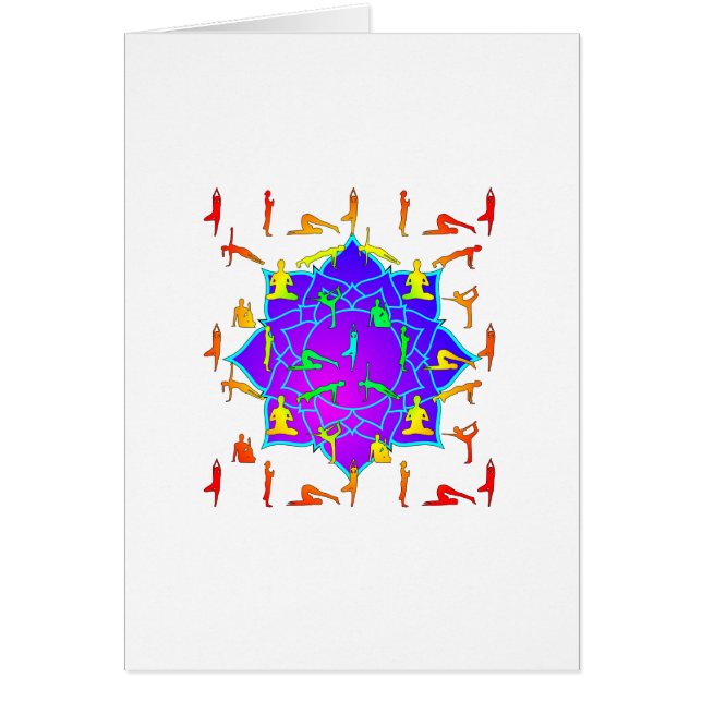 Cartão Lotus Flower Com Yoga Poses (Frente)