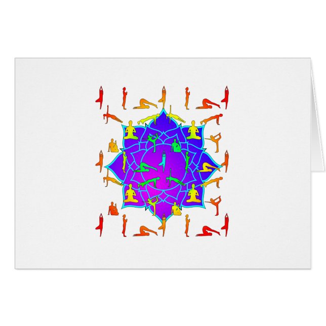 Cartão Lotus Flower Com Yoga Poses (Frente Horizontal)