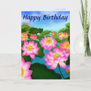 Cartão Lotus Flowers Happy Birthday Card