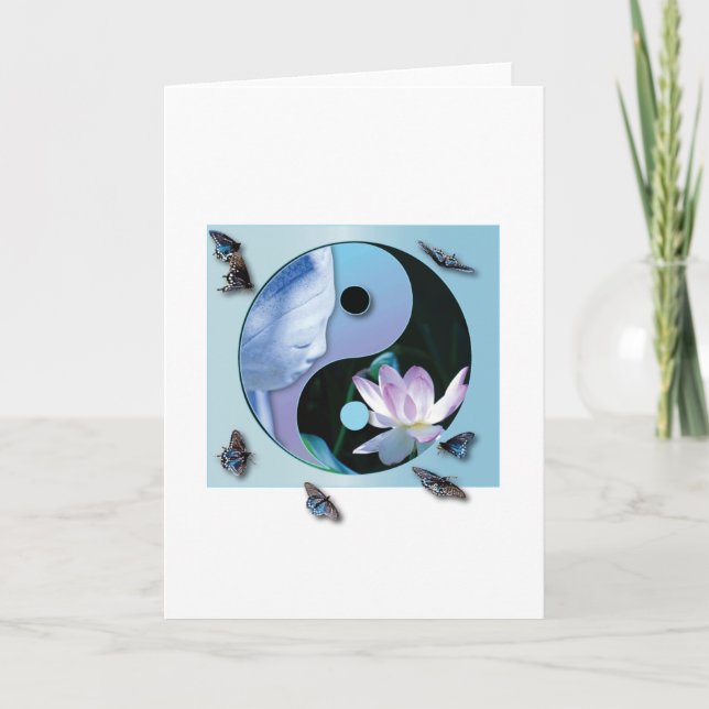 Cartão Lotus Yin Yang Greeting Card (Frente)