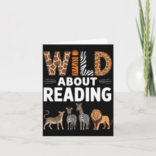 Cartão Louco por ler amante de livros de animais retrô