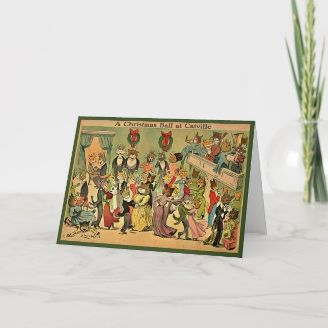 Cartão Louis Wain - Catville Ball Chirstmas (Frente)