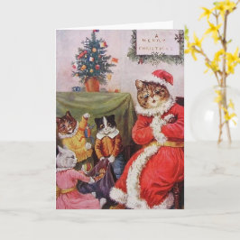Cartão Louis Wain Christmas Cats Vintage Família Vitorian