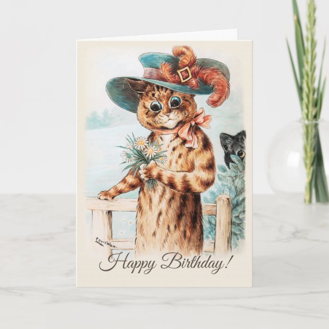 Cartão Louis Wain Flowers pela duquesa Birthday CC1007 (Frente)